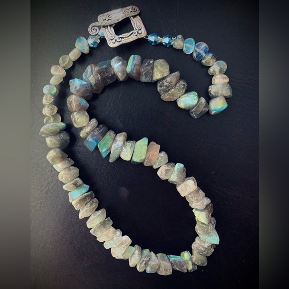 Artisan Labradorite Nugget Necklace with Silver Clasp